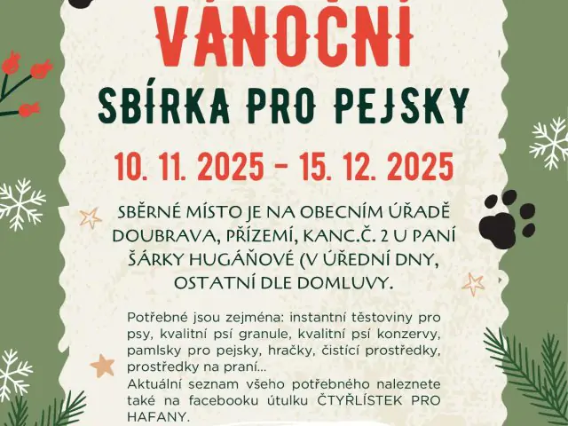 Vánoční sbírka pro pejsky